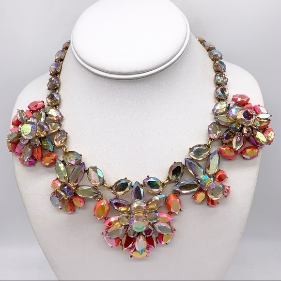 J. Crew Jeweled AB Flower Necklace NWT - Picture 1 of 5